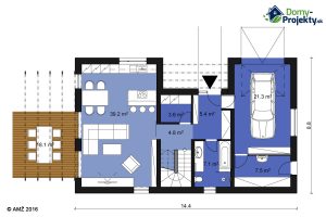 projetk moderného montovaného rd s garazou